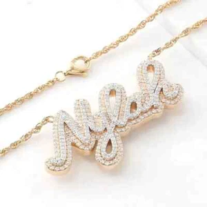 2.40 Ct Round Cut Real Moissanite Custom Letter Pendant 14K Yellow Gold Plated - Picture 1 of 12