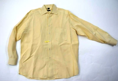 Camisa Jeff Rose Para Hombre Talla L Grande Amarilla Lujo Algodón Cuello Abotonado Italia Foto 1 de 4