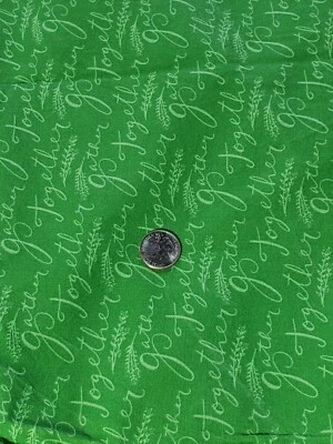 1 7/8 Yds Scatter Joy Kathy Davis Sewing Quilt Fabric Gather Together Script - Image 1 of 4