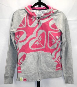 Roxy grau & rosa Hoodie mit Reißverschluss Größe L Loch im Bündchen wenige Flecken am Ärmelunterteil - Bild 1 von 7