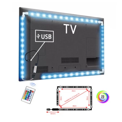 LED Strip light Tape RGB 5050 DC5V USB Cable LED Strip 1M 2M 3M DIY HDTV TV - Image 1 of 4
