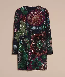 Burberry -Mini Dress- Multicolour Floral Sequin Long Sleeve S/ UK8/ US6 New Tag - Picture 1 of 7