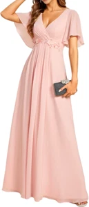 EVER PRETTY Formal Evening Party Prom Bridal Elegant V-Neck Maxi Dress Size 10 S - Picture 1 of 5