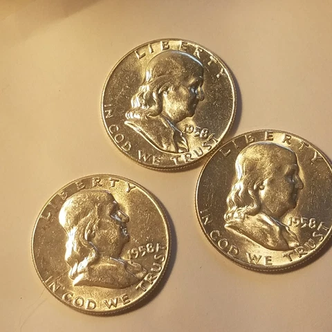1958  P Franklin Half Dollar half BU Uncirculated, 1 Coin from roll (each) Cover