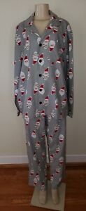 Mens Old Navy 100% Cotton Flannel Two Pc Gray Pajama Set Santa Face Size XL NWT