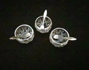 3 French Antique Salters with Spoons – Saglier Frères– 1897-Sterling - Picture 1 of 12