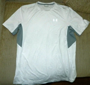 Men's Under Armour White & Gray Ahtletic Fitted Shirt Size Large - Picture 1 of 4
