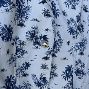 Tommy Hilfiger Tropical Print Button Front Blazer Women's Size16 Blue White - Picture 1 of 6