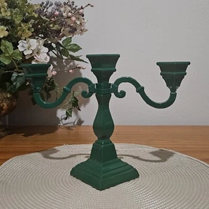 Vintage Metal English Hunter Green Candelabra - Picture 1 of 7