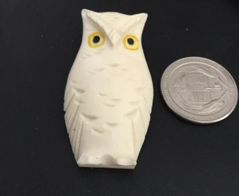Large Vintage 1 7/8” Realistic Natural Ox Carved Owl Bird Button Cover