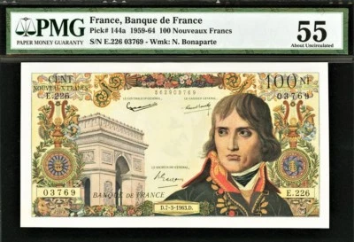 France 100 Francs 1963 Napoleon Pick-144a About UNC PMG 55 - Image 1 of 2