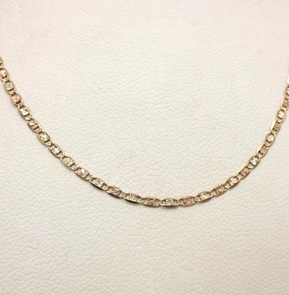 10k Tricolor Gold Mariner Link Pendant Chain Necklace Italy 20in - Image 1 of 4