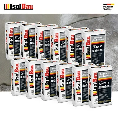 ISOLBAU Bodenausgleichsmasse 2-20mm Ausgleichsmasse 12 x 25kg Selbstnivellierende C20