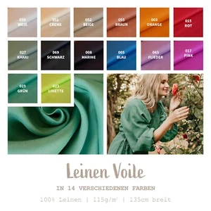 Leinen Voile Meterware, Leinenvoile uni, Blusenstoff dünn, Leinenstoff *Ab 50cm - Bild 1 von 41