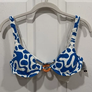 Women’s Dippin Daisy Gemma Underwire Bikini Top Blue White Size Small S Sample - Picture 1 of 7