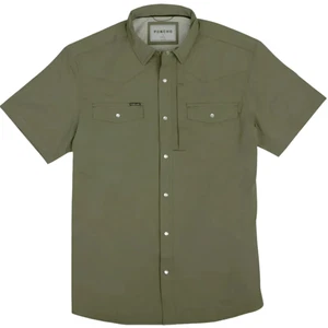 Poncho Para Hombres Manga Corta The Sabine Camisa Occidental Abotonada Verde Oliva Mediano - Imagen 1 de 12