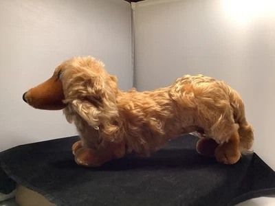 Vintage Steiff Waldie Dachshund Dog with Ear Button Red Ribbon 13 Inch Long - Image 1 of 4