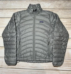 Abrigo Suéter Patagonia Gris Claro Puffer Chaqueta Mujer Talla Mediana - Imagen 1 de 8