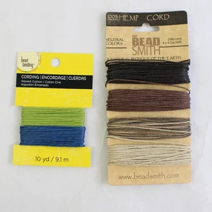Lot of 2 Beading Cords Waxed Cotton Hemp Natural Blue Green 20 Yards 20 lbs - Picture 1 of 5