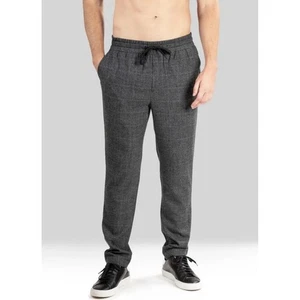 Natori XL Men Dogen Charcoal Glen Plaid Checkered Pull On Elastic Waist Pants NW - Picture 1 of 8