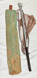 Scarce Vintage Fly Fishing Net Folding Trout Fishing Net w Carry Bag -AF - Foto 1 di 11