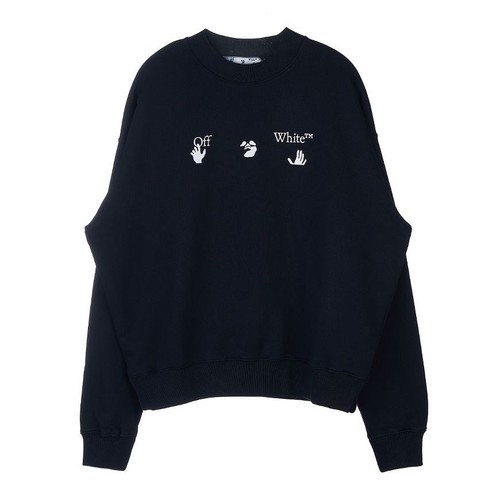 OFF WHITE Felpa uomo bianco sporco con stampa logo mani libere 37057045