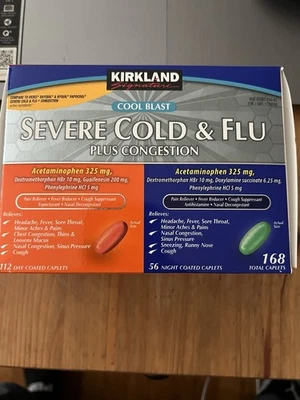 Tapas de congestión Kirkland Signature para resfriados y gripe severos más, 168 quilates CADUCAN 07/2027 Foto 1 de 4