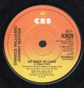 Deniece Williams / Johnny Mathis So Deep In Love 7" vinyl UK Cbs 1983 B/w i'm so - Image 1 of 1