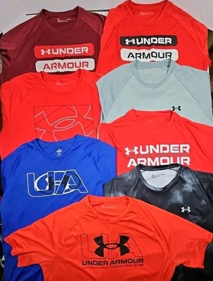 LOTE de 8 Camisetas Under Armour Cargadas Gráficas Logo Camisetas Entrenamiento Para Hombres LRG Sueltas  Foto 1 de 4