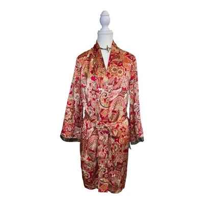 Bata de seda August Silk Intimates rosa y naranja, talla M Foto 1 de 4
