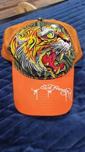 Sombrero Ed Hardy Screaming Tiger Naranja Oliva Camionero Malla SnapBack - Imagen 1 de 5