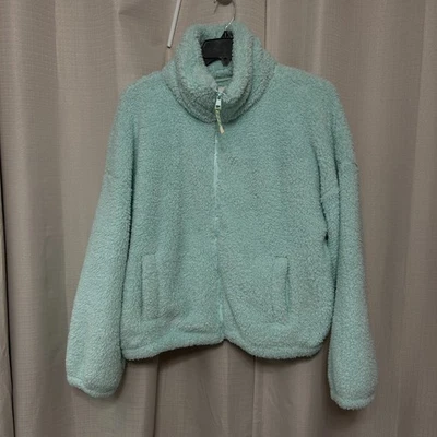 American Eagle This Feels Seriously Abrazable Cremallera Sherpa Para Mujer Talla M Aqua Foto 1 de 4