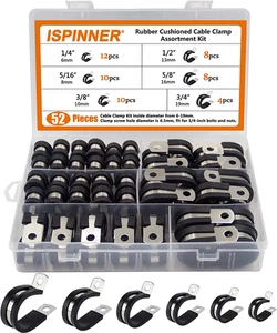 ISPINNER 52Pcs Kit Assortimento di Morsetti per Cavi, Cuscino in Gomma in Acciaio Inox 304 P - Foto 1 di 12