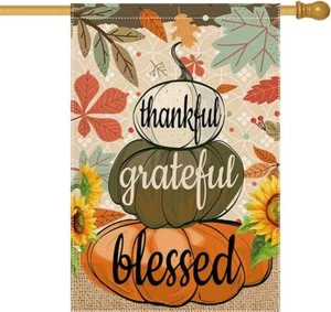 28x40 Inch Double Sided Fall Thanksgiving Pumpkins House Flag for Outdoor Yard - Picture 1 of 5