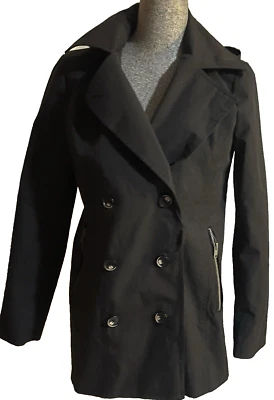 Marc New York Marc Jacobs Emelia Negro Con Capucha Trench Jacket Impermeable Para Mujer S Foto 1 de 4