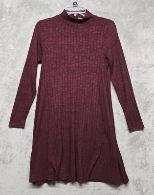 Ivanka Trump Dress Womens Medium Red Maroon High Neck Long Sleeve Sweater Ribbed - Image 1 of 4