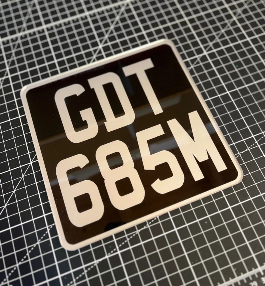 Small 6.5 X 6.5 Black & Silver Vespa motorcycle Motor Bike Novelty number plate - Image 1 of 1