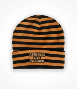 ALF As* Holes Live Forever Linda Finegold Orange Black Stripe Essential Beanie - Picture 1 of 1