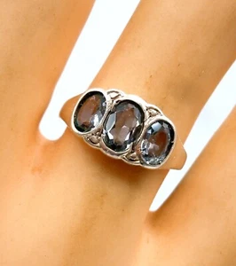 Vintage 835 Silber Ring mit 3 Blautopase RG51 - Picture 1 of 4