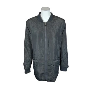 LOGO by Lori Goldstein Bomber Jacket with Quilted Lining Forged Iron X-Large Sz - Picture 1 of 2