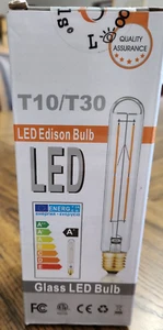 GLass LED Edison Filament Bulb T10/T30 Dimmable Amber 2700K-6W- SEALED - Picture 1 of 3