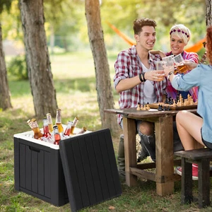 Modern Cool Bar Outdoor Side Table with 10 Gallon Beer & Wine Cooler for Camping - Picture 1 of 8