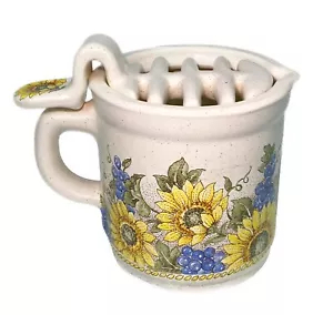 Barattolo Grasso Girasole Brocca Croc Colino Top Casale Vaso Ceramica 2 Pz - Foto 1 di 7