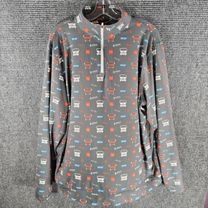 Fore Fathers ISUZU Men's Size XL Grey Golf 1/4 Zip Stretch Long Sleeve Shirt AOP - Picture 1 of 6