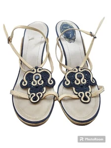 RENE CAOVILLA 40 9.5 Gold Braided Beaded Accents Strappy Stiletto Party Sandals - Picture 1 of 16