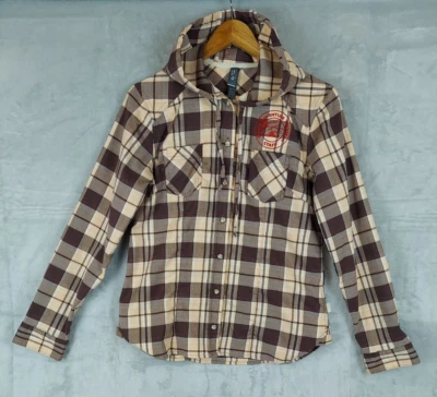 Camisa feminina Mountain Hardwear média com botões com capuz xadrez patch bastão - Imagem 1 de 4