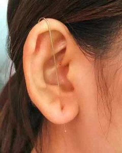 Pendiente de gancho sobre orugas para mujer único enchapado en oro o plata brazalete liso - Imagen 1 de 22