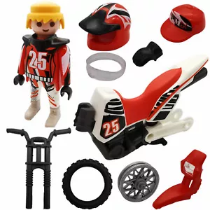 Pezzi di ricambio pilota motocross Playmobil 9357 | crossfahrer | casco cross | pneumatici - Foto 1 di 15