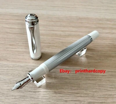 NUEVO LOGO Pluma Estilográfica Pelikan Rayas Blancas M405 Souveran Oro 14k Nuevo en Caja Bonita Foto 1 de 4