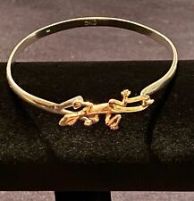 14K Gold And Sterling Silver Womens Gecko Lizard Bangle BraceletÂ 